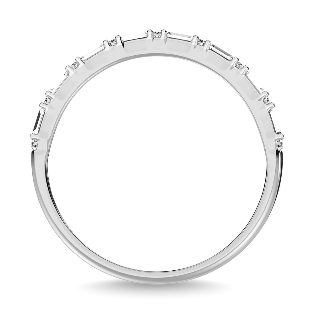 Diamond 1/3 Ct.Tw. Round and Baguette Cut Fashion Band in 10K White Gold