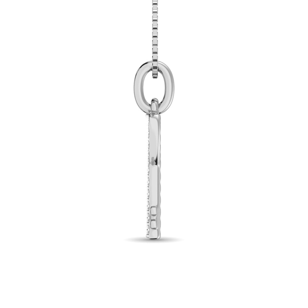 10K White Gold 1/10 Ct.tw Diamond Double Heart Pendant