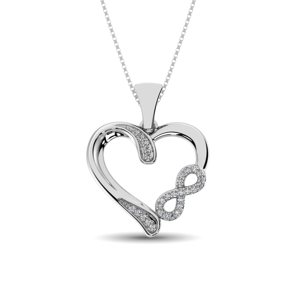 Sterling Silver 1/10 Ct.tw Diamond Heart Pendant