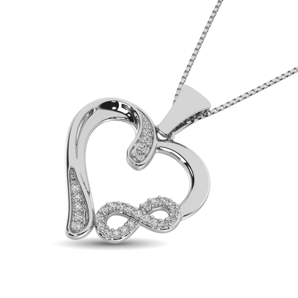Sterling Silver 1/10 Ct.tw Diamond Heart Pendant