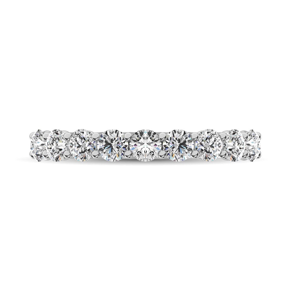 14K White Gold Diamond 1 Ct.Tw. 9 Stone Anniversary Band