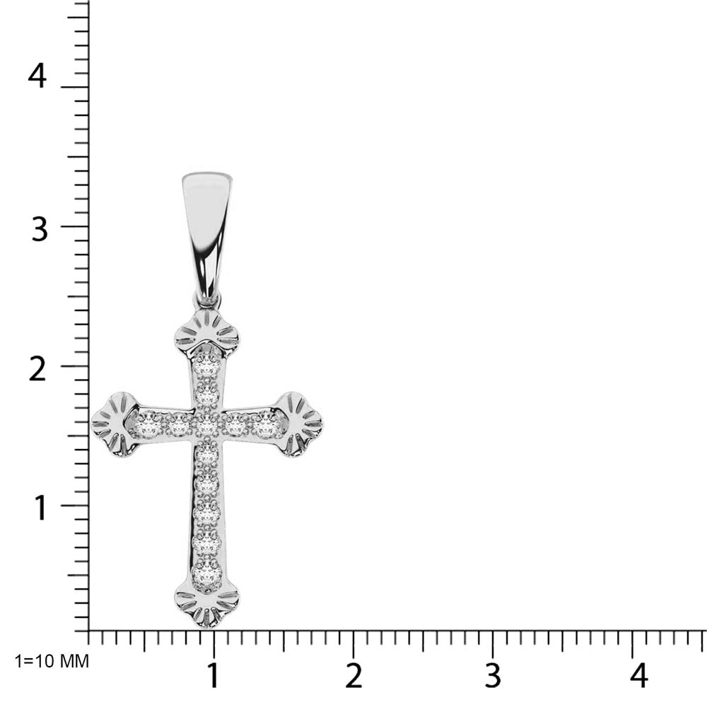 925 Silver Natural Round Diamond One Sixth Ctw Pave Cross Pendant Delicate Sparkle