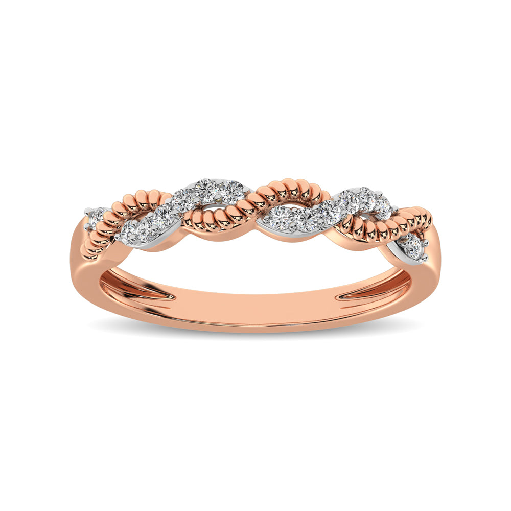 Diamond 1/10 Ct.tw  Twist Band in 14K Rose Gold