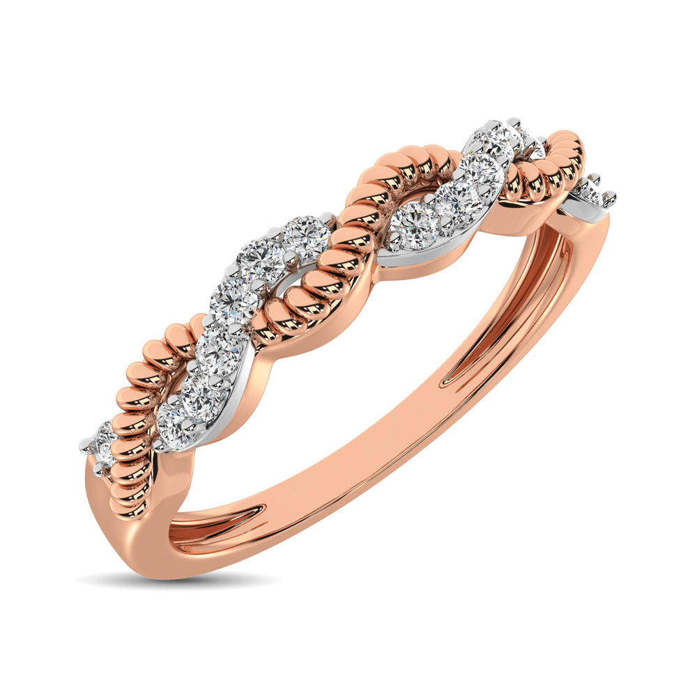 Diamond 1/10 Ct.tw  Twist Band in 14K Rose Gold