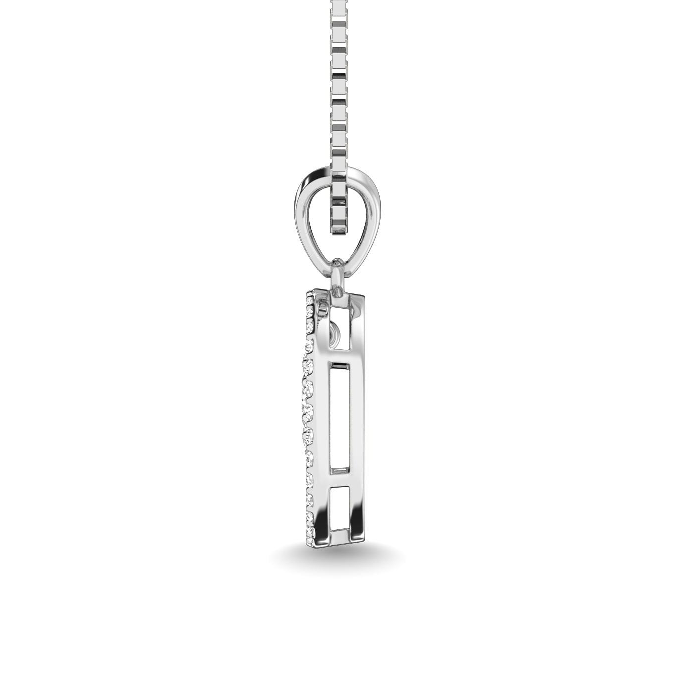 10K White Gold 1/4 Ct.Tw. Diamond Circle Dangler Pendant