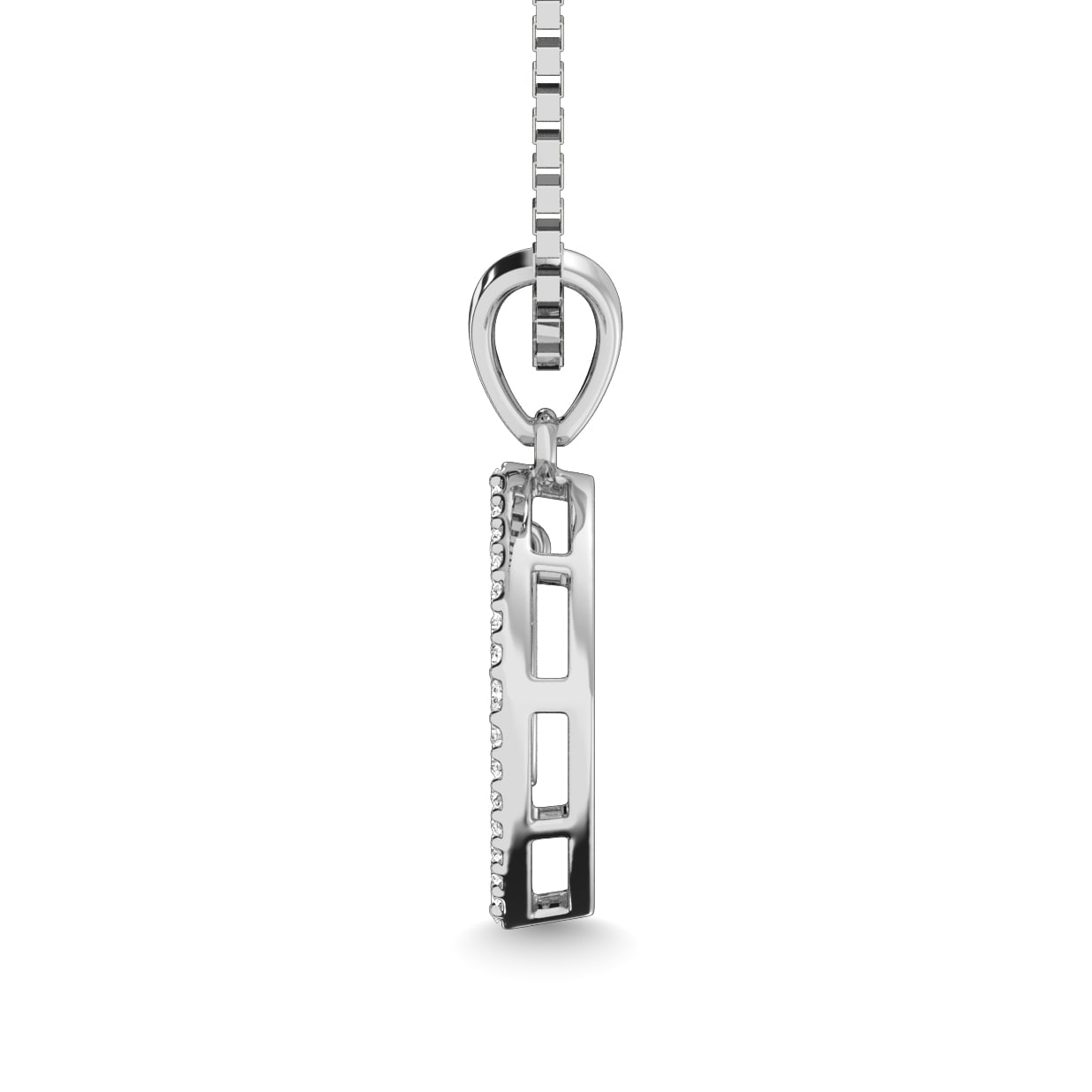 10K White Gold 1/4 Ct.Tw. Diamond Square Shape Pendant with Dangler