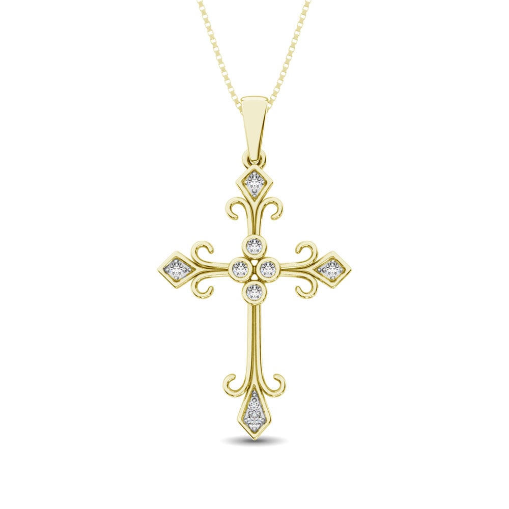 Diamond 1/10 Ct.Tw. Cross Pendant in 10K Yellow Gold
