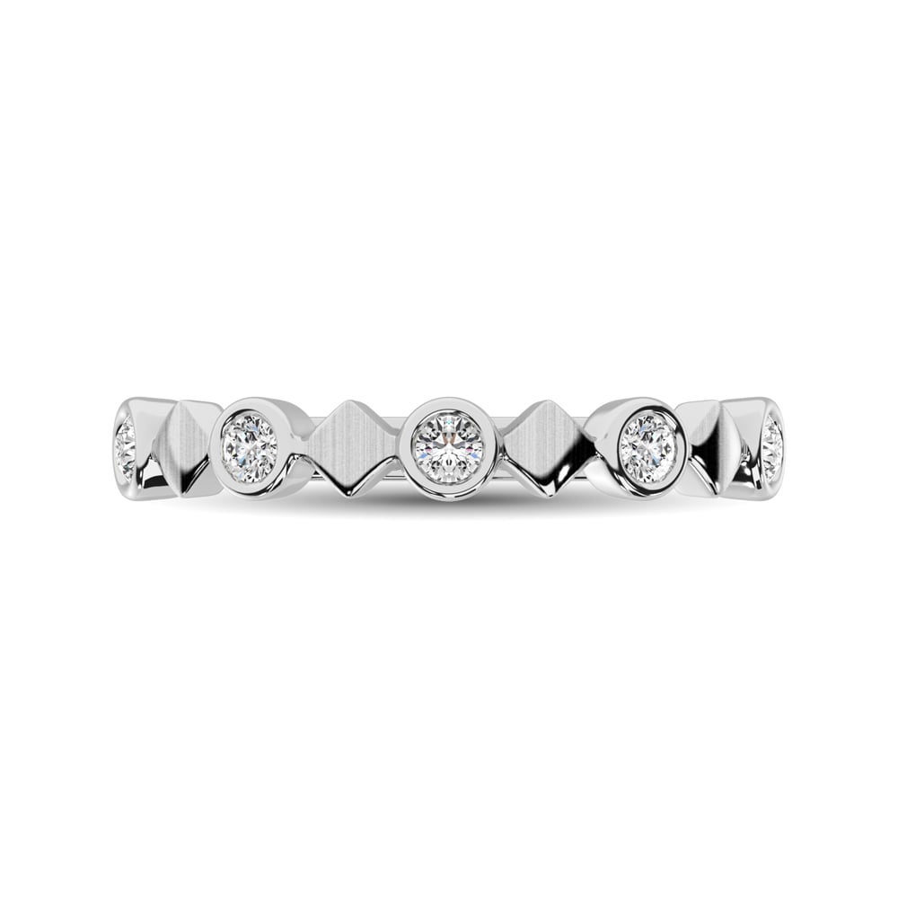 14K White Gold 1/6 Ct.Tw. Diamond Bezel Set Stackable Band