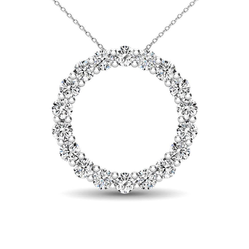 14K White Gold 2/5 Ct.Tw. Diamond Circle Pendant