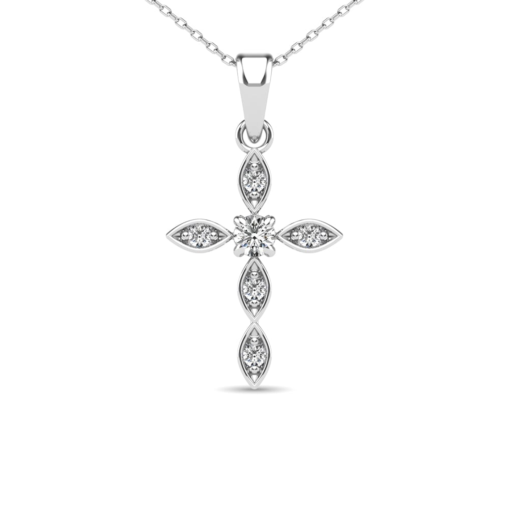 Diamond 1/8 Ct.Tw. Cross Pendant in 14K White Gold