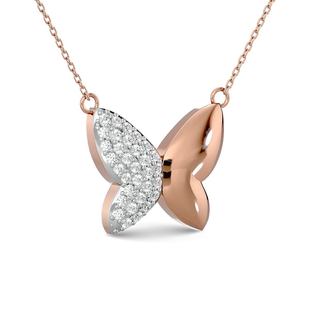 Diamond 1/8 Ct.tw Butterfly Necklace in 10K Rose Gold