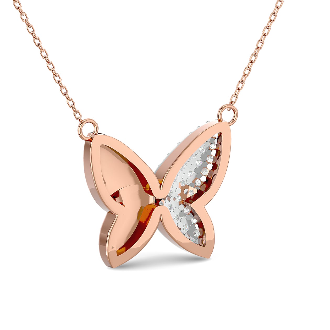 Diamond 1/8 Ct.tw Butterfly Necklace in 10K Rose Gold
