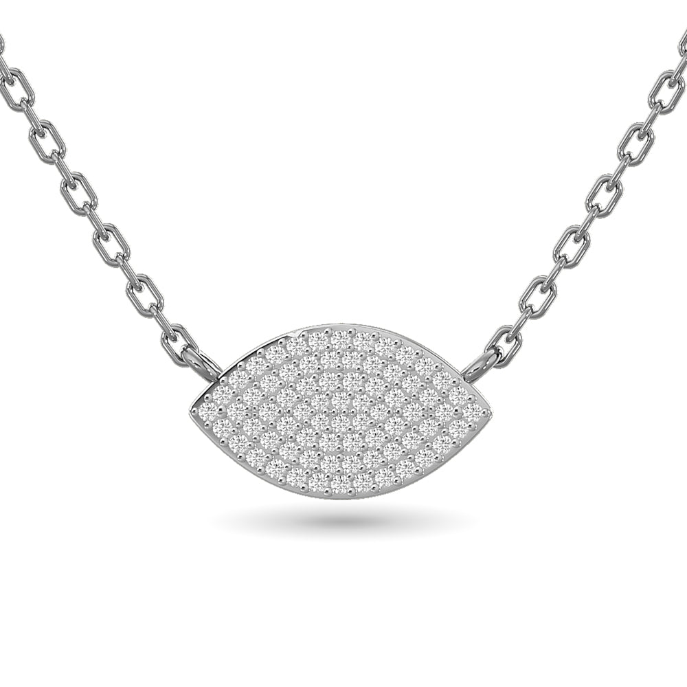 Diamond Eye Shape Necklace 1/5 Ct.tw in 10K White Gold