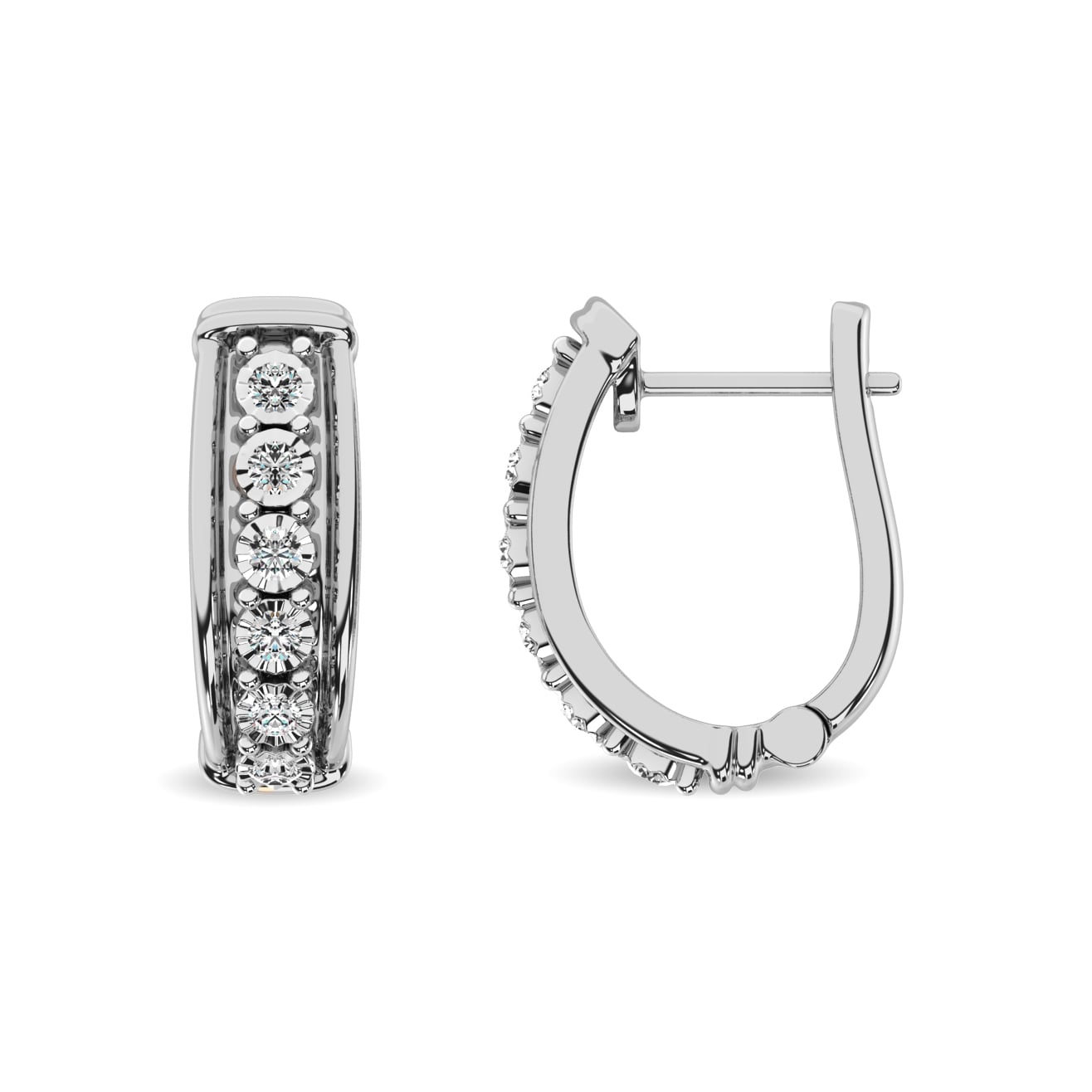 Diamond Hoop Earrings 1/10 Ct.tw in Sterling Silver