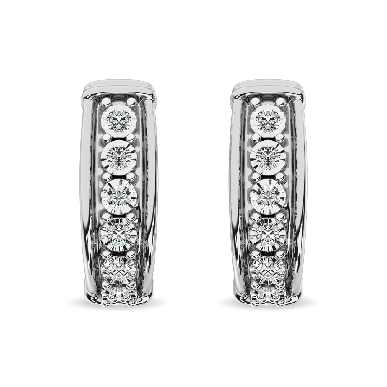 Diamond Hoop Earrings 1/10 Ct.tw in Sterling Silver