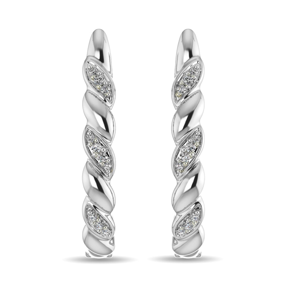 Diamond Hoop Earrings 1/10 Ct.tw in Sterling Silver