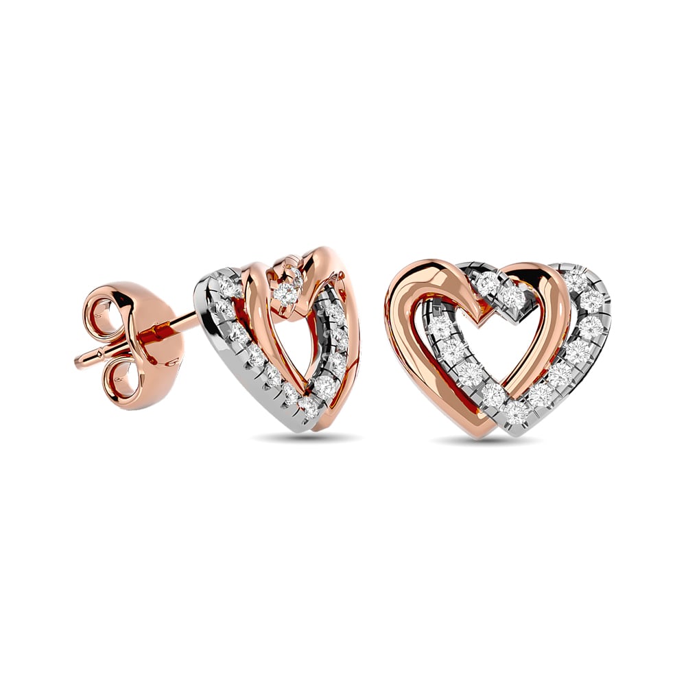 Diamond Duel Heart earrings 1/6 Ct.tw in 10K Rose Gold