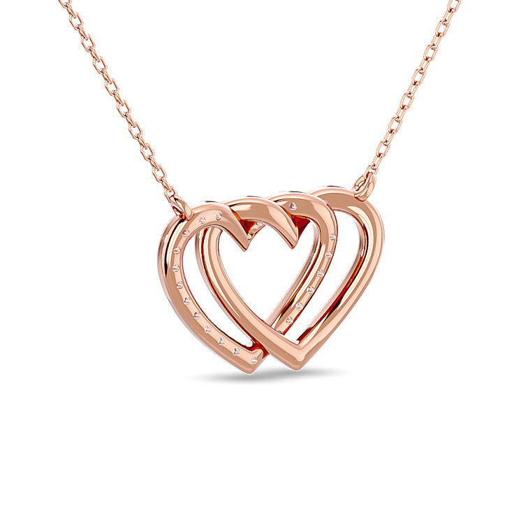 Diamond Duel Heart Fashion Necklace 1/8 Ct.tw in 10K Rose Gold