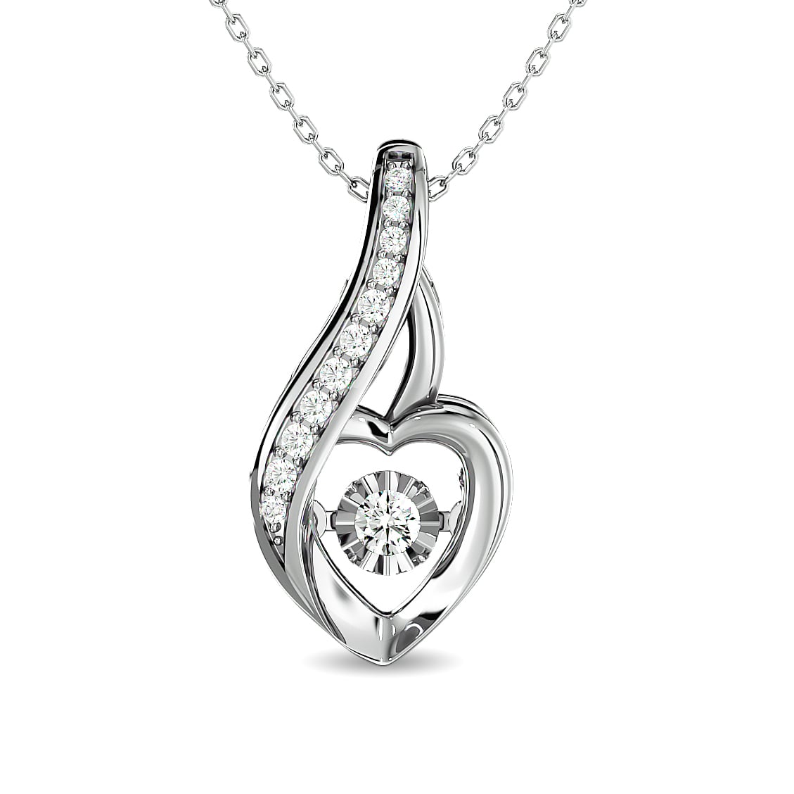 Diamond 1/8 Ct.tw Heart Pendant  in 10K White Gold