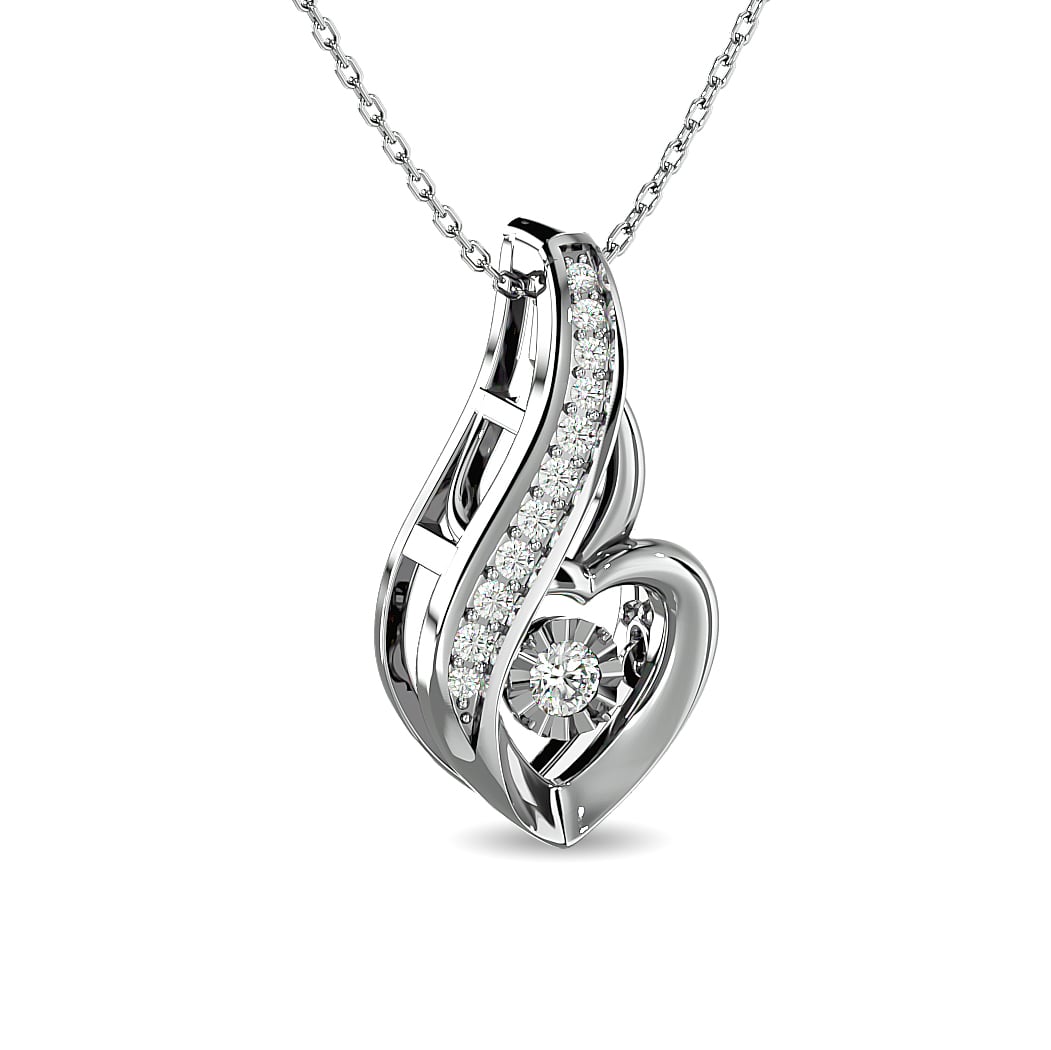 Diamond 1/8 Ct.tw Heart Pendant  in 10K White Gold