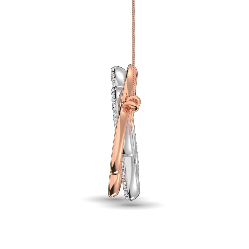 Diamond 1/6 Ct.tw Symatrical Flower Necklace  in 10K Rose and White Gold