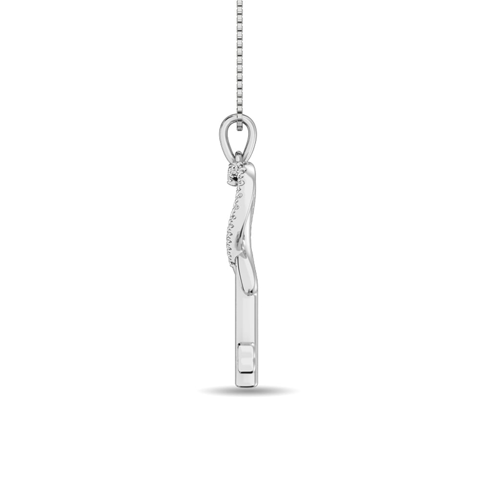 Diamond 1/10 Ct.tw Heart and Key Pendant in Sterling Silver