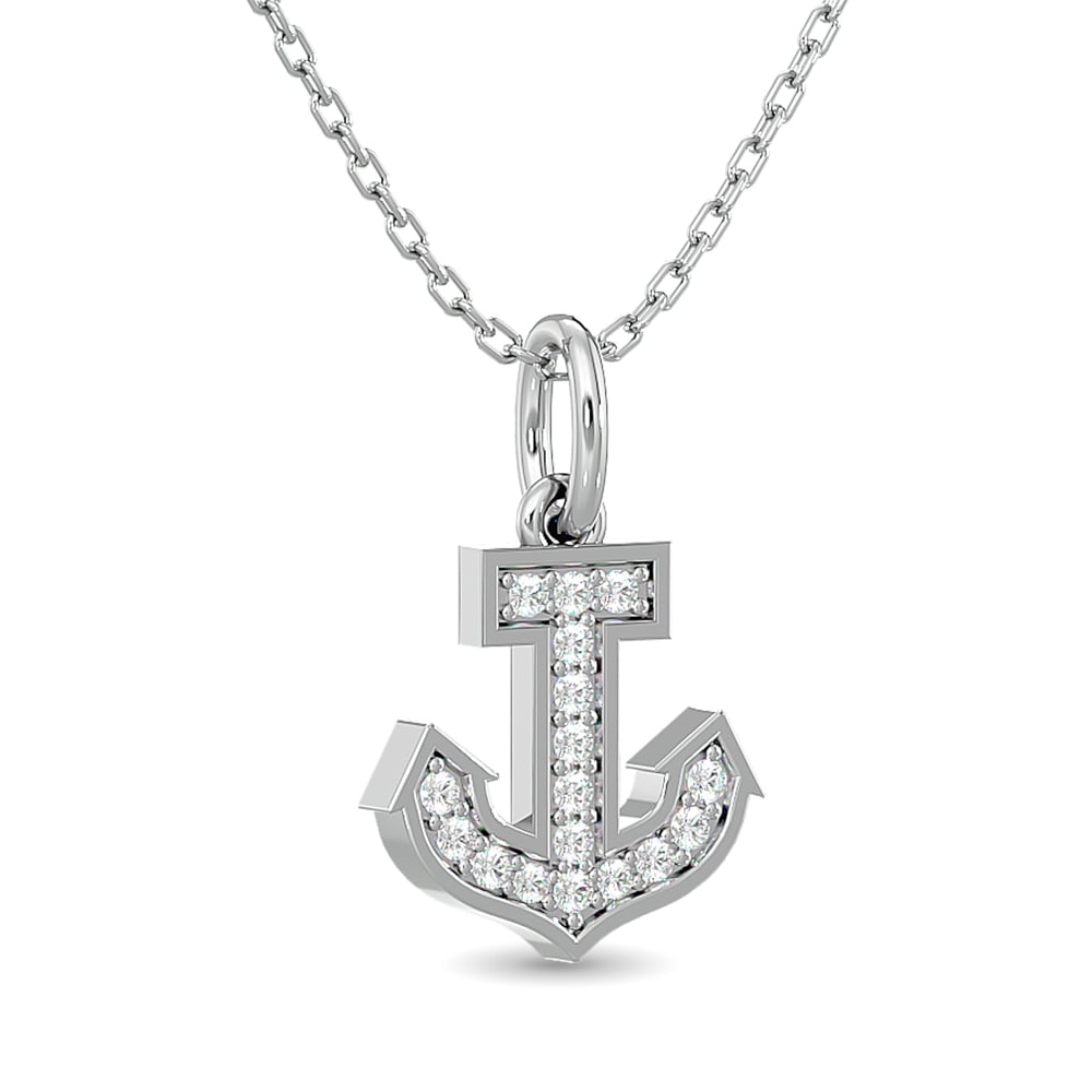 Diamond Anchor Pendant 1/10 Ct.tw in 10K White Gold