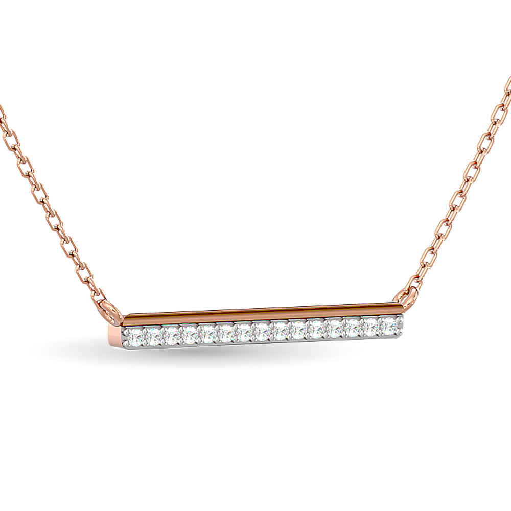 Diamond 1/6 Ct.tw Bar Necklace in 10K Rose Gold