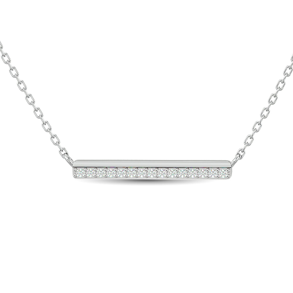 Diamond Round Cut Bar Fashion Necklace 1/6 Ct.tw in 10K White Gold