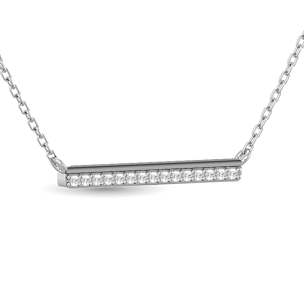 Diamond Round Cut Bar Fashion Necklace 1/6 Ct.tw in 10K White Gold
