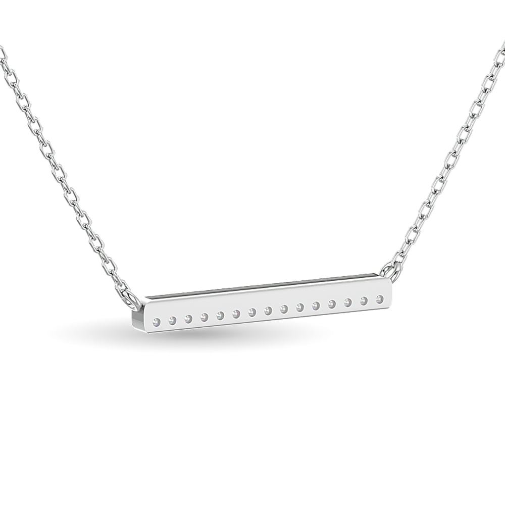 Diamond Round Cut Bar Fashion Necklace 1/6 Ct.tw in 10K White Gold