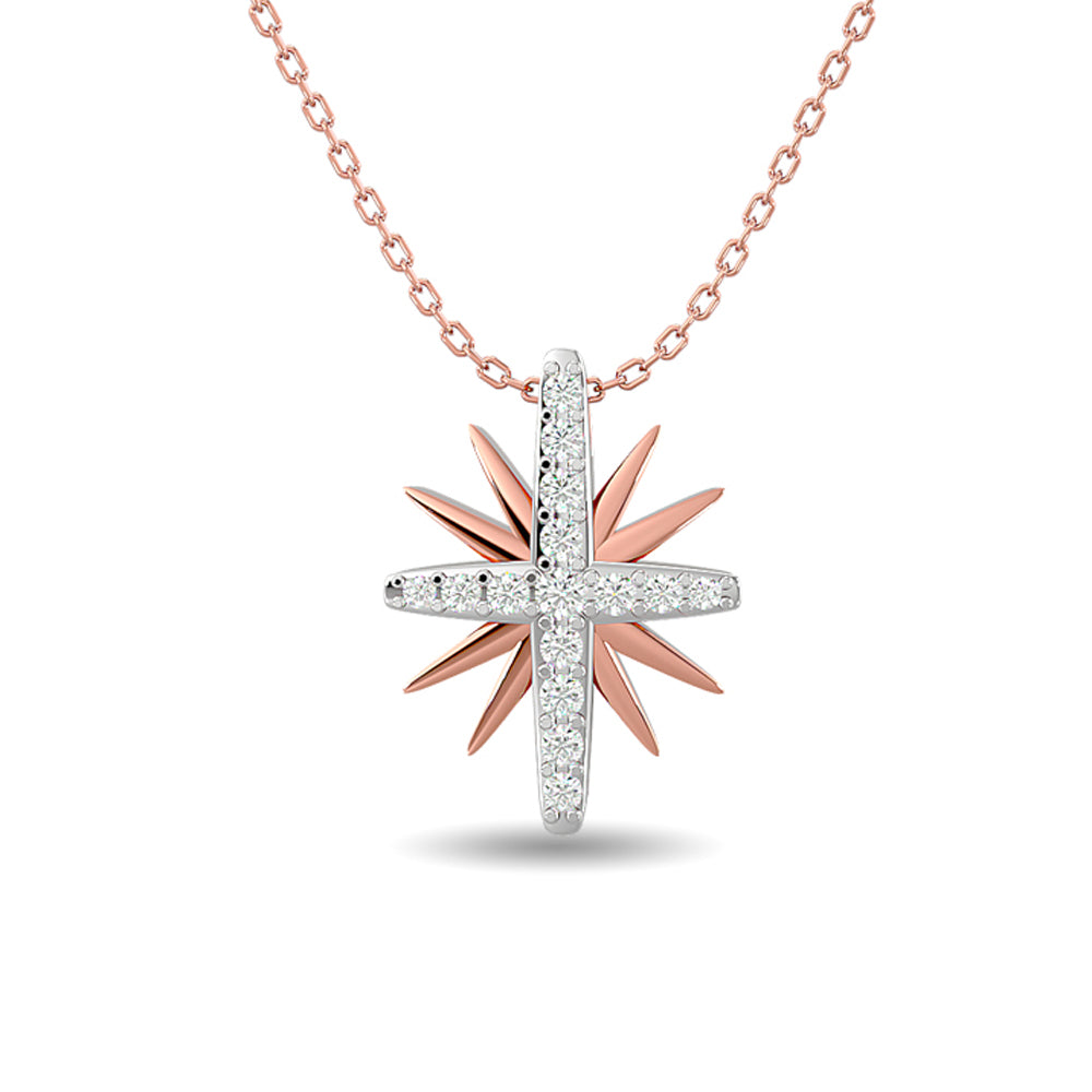 Diamond 1/8 Ct.tw Sun Necklace in 10K Rose Gold