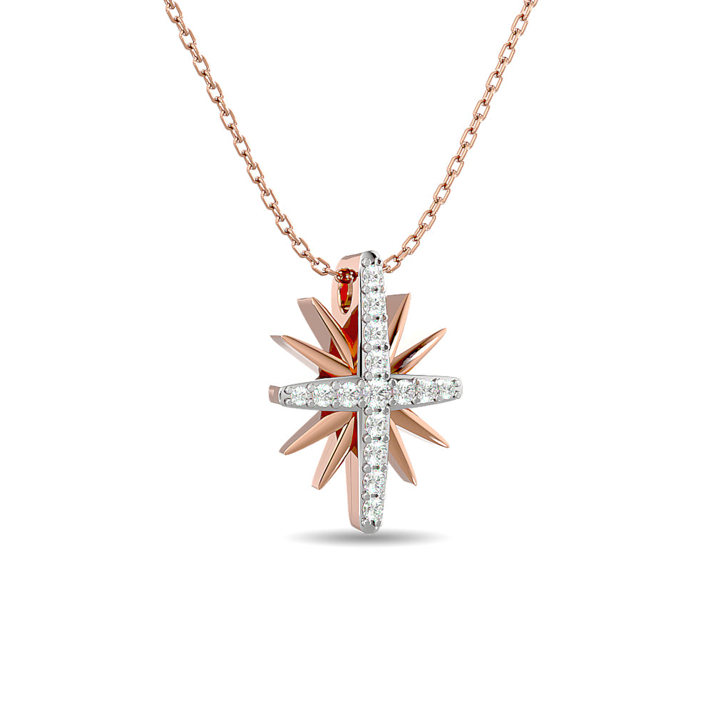 Diamond 1/8 Ct.tw Sun Necklace in 10K Rose Gold