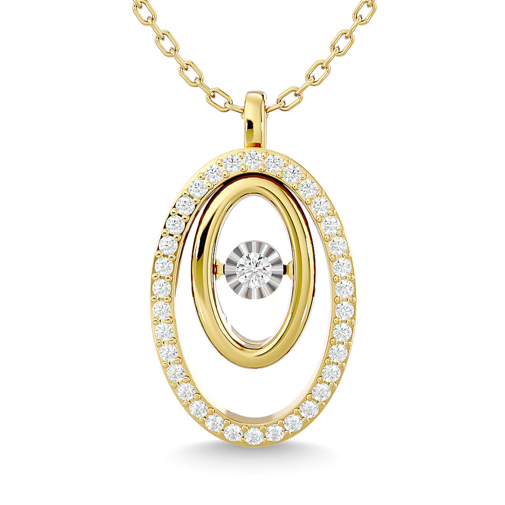 Diamond 1/4 Ct.Tw. Oval Shape Pendant in 14K Yellow Gold