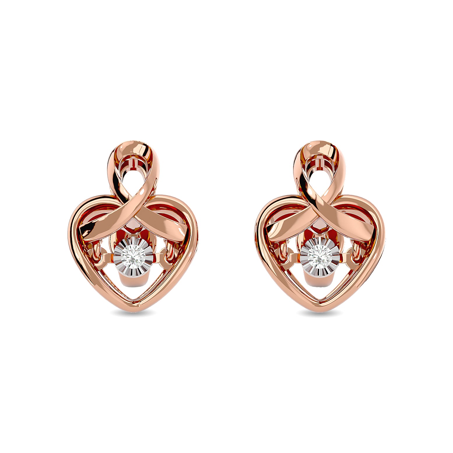 Diamond 1/20 Ct.tw Heart Earrings in Sterling Silver