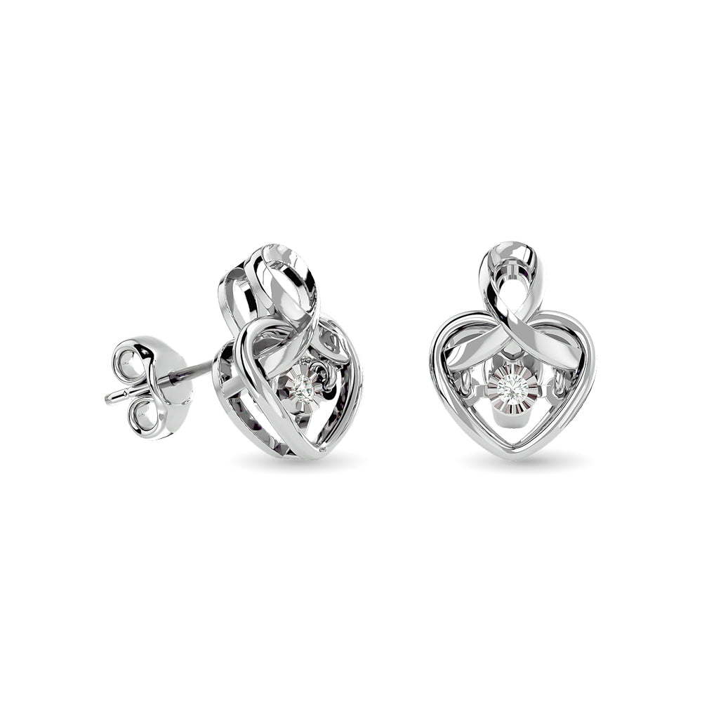 Diamond 1/20 Ct.tw Heart Earrings in Sterling Silver