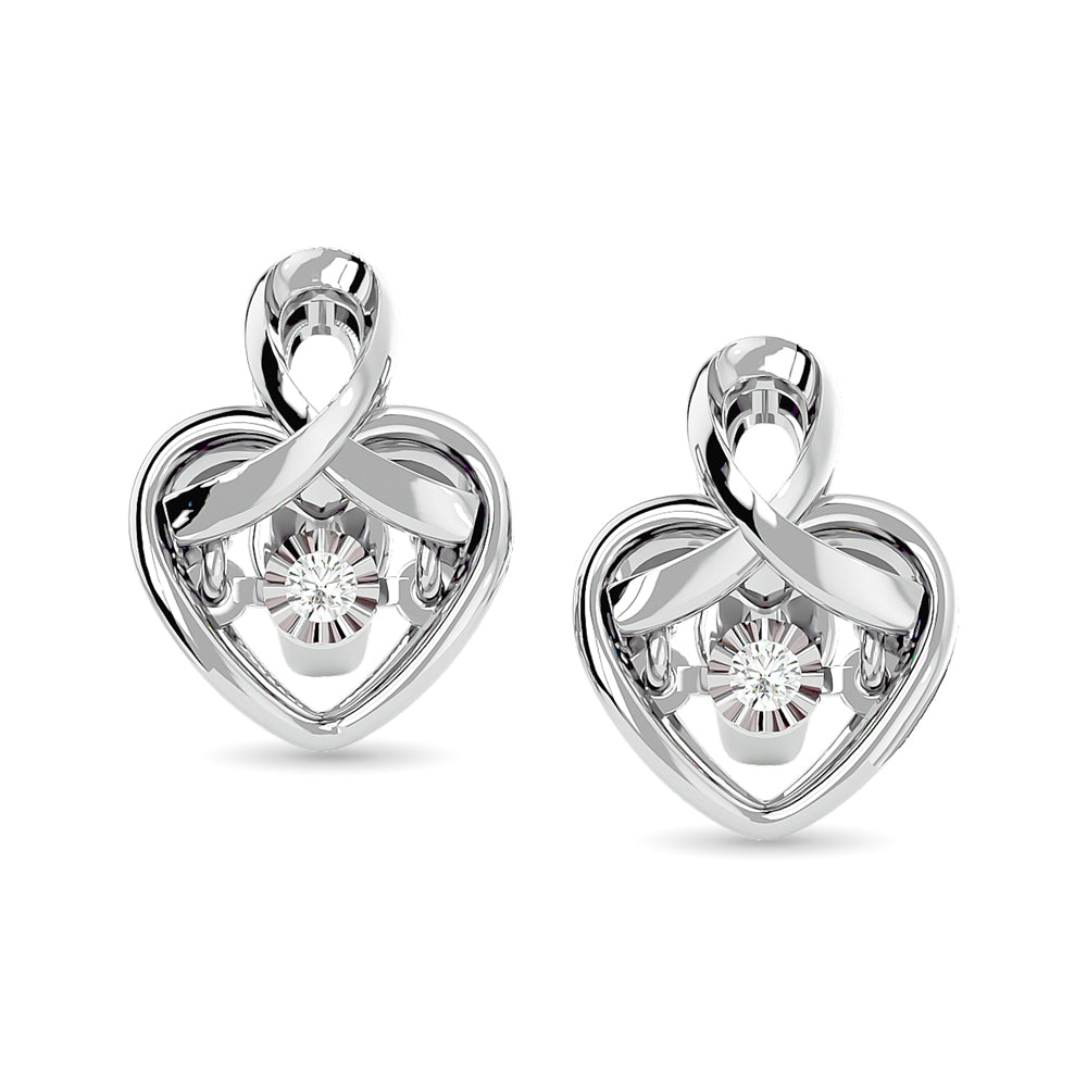 Diamond 1/20 Ct.tw Heart Earrings in Sterling Silver