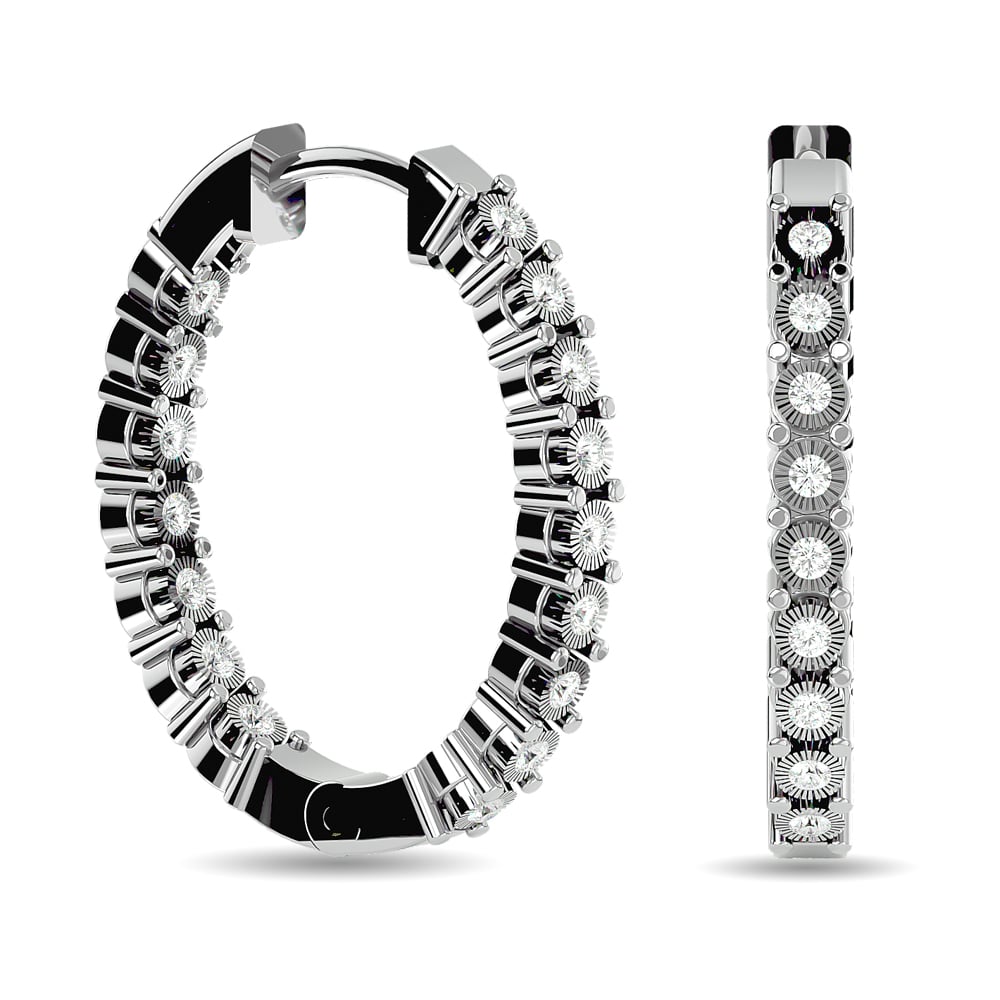 Diamond 7/8 Ct.tw Hoop Earrings in 10K White Gold