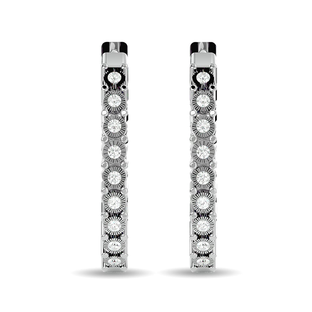 Diamond 7/8 Ct.tw Hoop Earrings in 10K White Gold