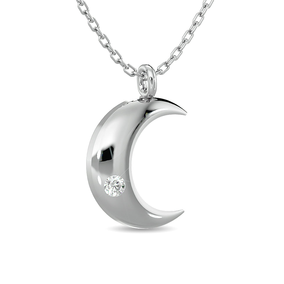 Diamond 1/20 Ct.tw Moon Pendant in Sterling Silver