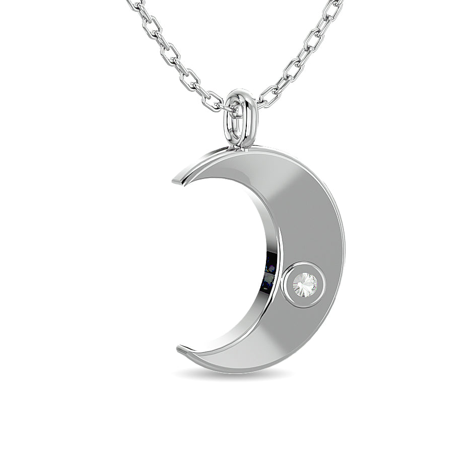 Diamond 1/20 Ct.tw Moon Pendant in Sterling Silver