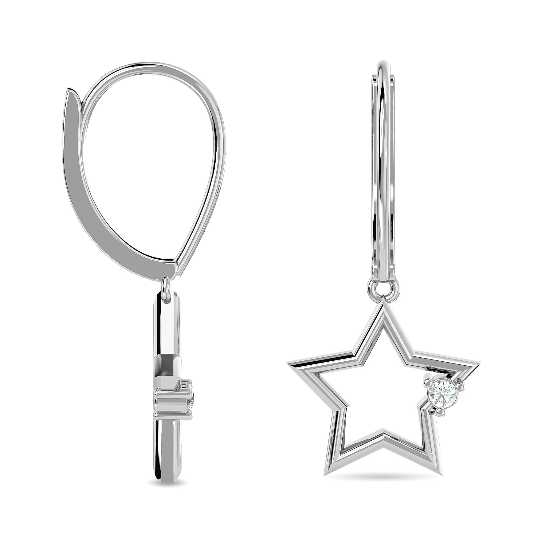 Diamond 1/20 Ct.tw Star Earrings in Sterling Silver