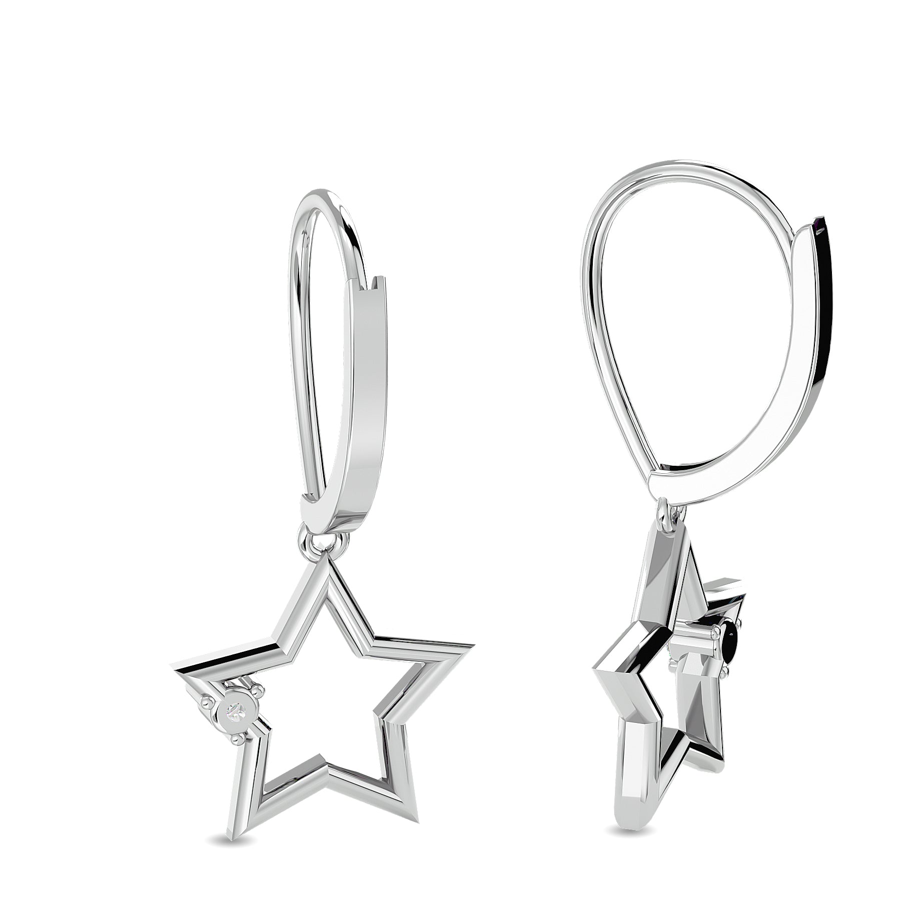 Diamond 1/20 Ct.tw Star Earrings in Sterling Silver