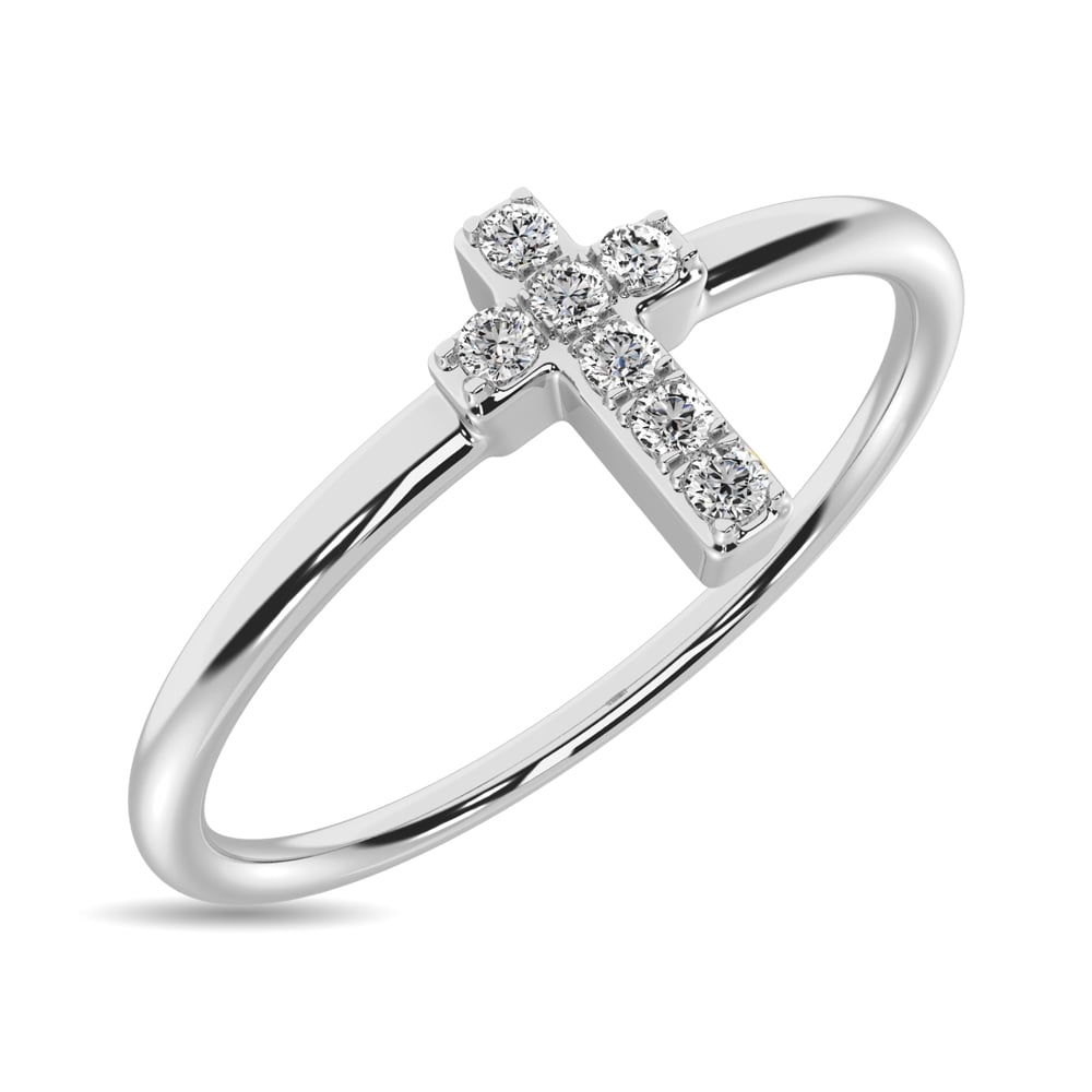 Diamond 1/20 Ct.tw Round Cut Cross Ring in 10K White Gold