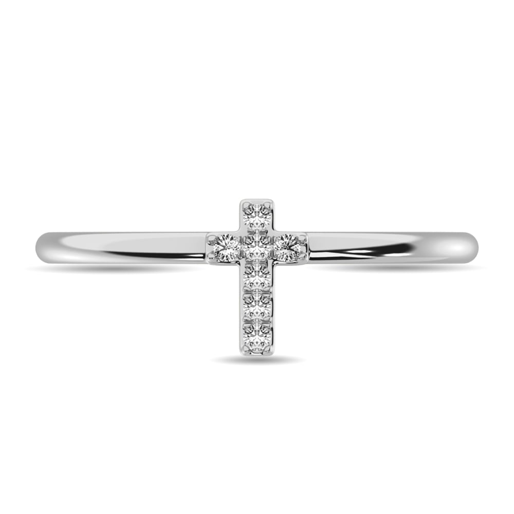 Diamond 1/20 Ct.tw Round Cut Cross Ring in 10K White Gold