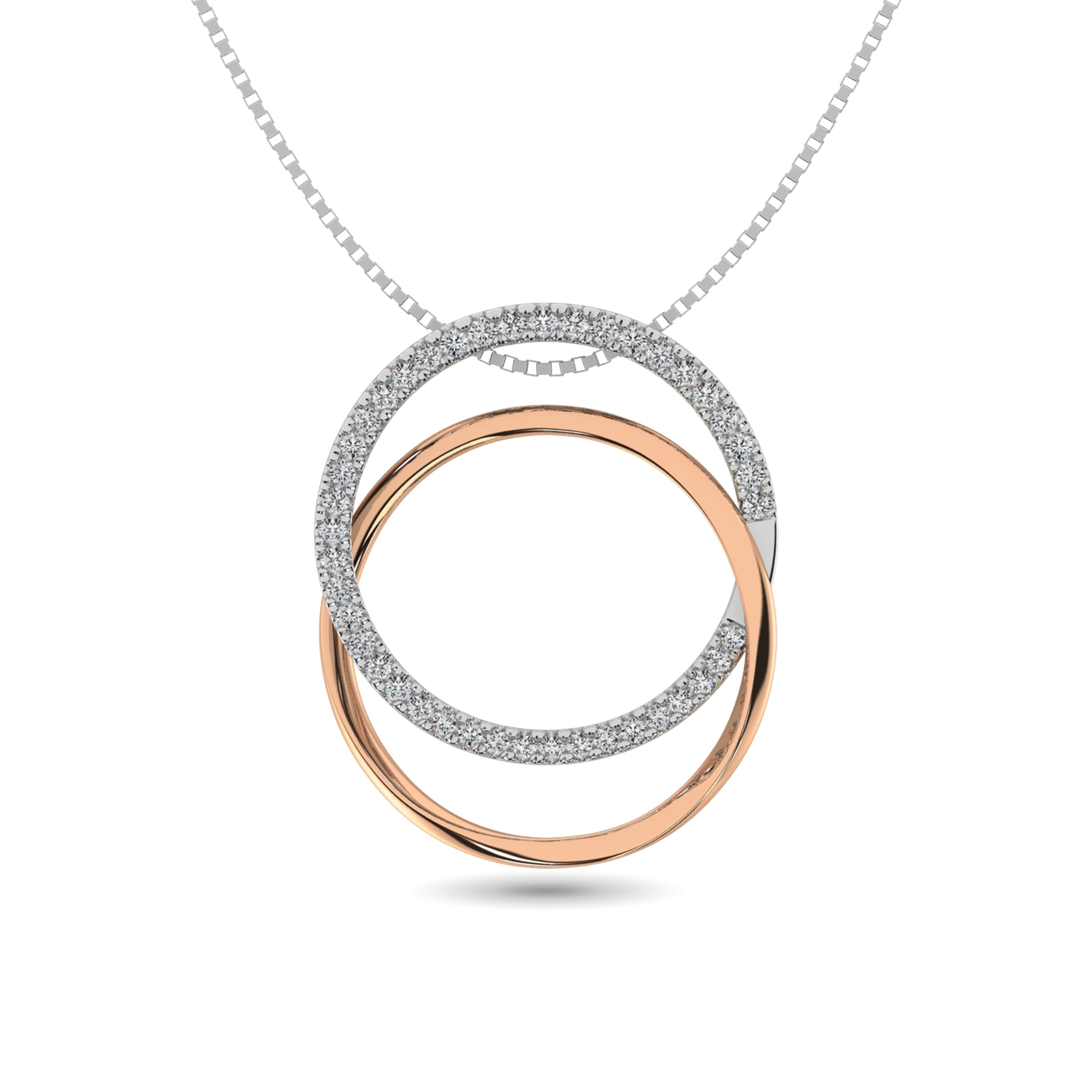 Diamond 1/6 Ct.tw Round Shape Pendant in 14K Two Tone Gold