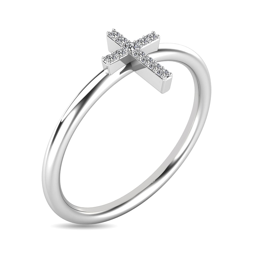 Diamond 1/20 Ct.tw Cross Ring in 10K White Gold