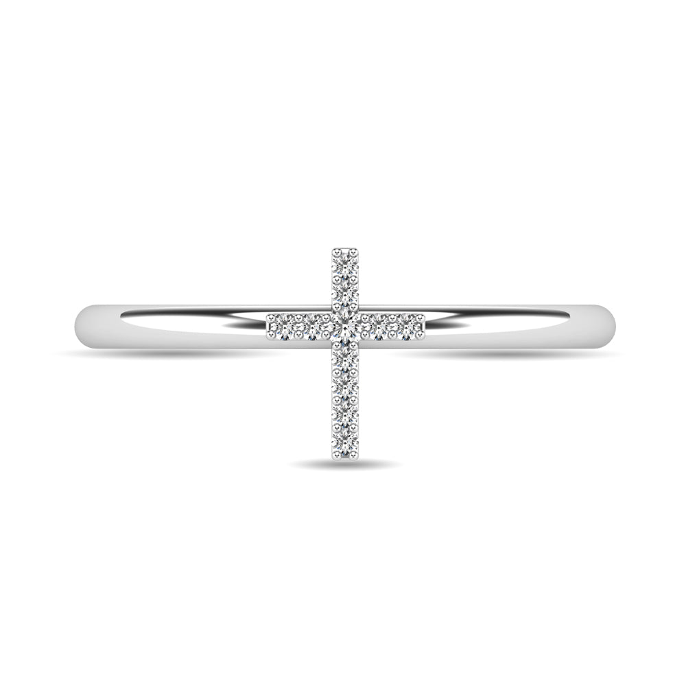 Diamond 1/20 Ct.tw Cross Ring in 10K White Gold