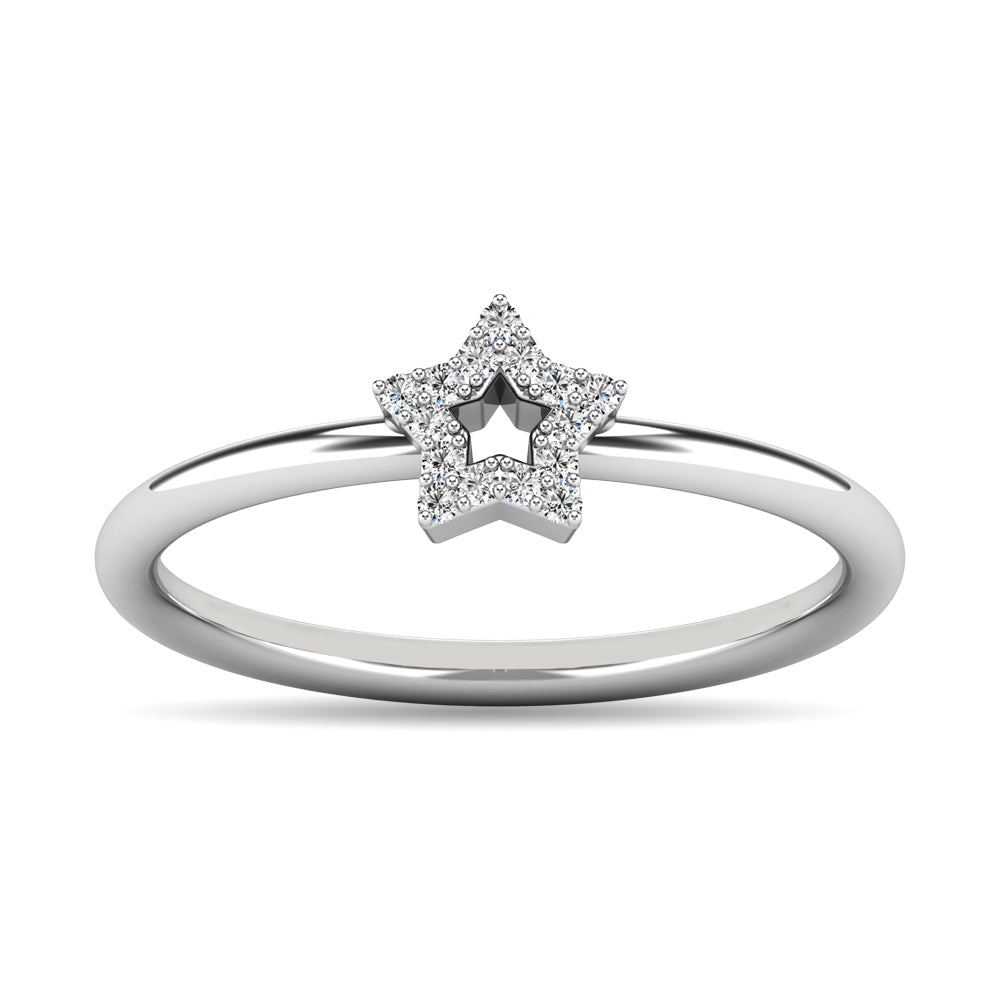 Diamond 1/20 Ct.tw Star Ring in 10K White Gold
