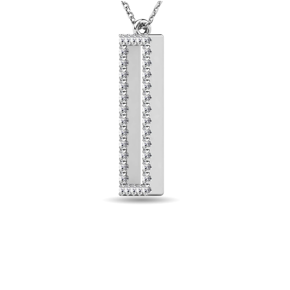 Diamond 1/8 Ct.tw Rectangle Pendant in 10K White Gold